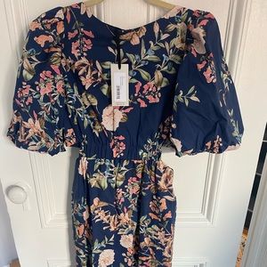 Cara Cara Trellis Floral Navy Andrea Dress